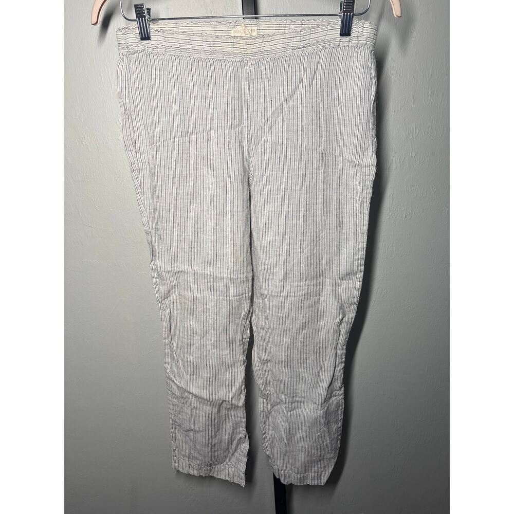 Eileen Fisher Cropped Pants Womens XS Petite Gray White Striped Lagenlook Linen - Picture 2 of 6